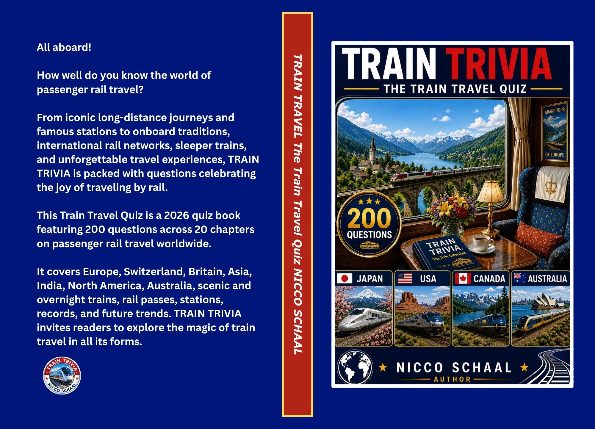 Train Trivia by Nicco Schaal Train Trivia Book Cover. This page introduces the Train Trivia Quiz.